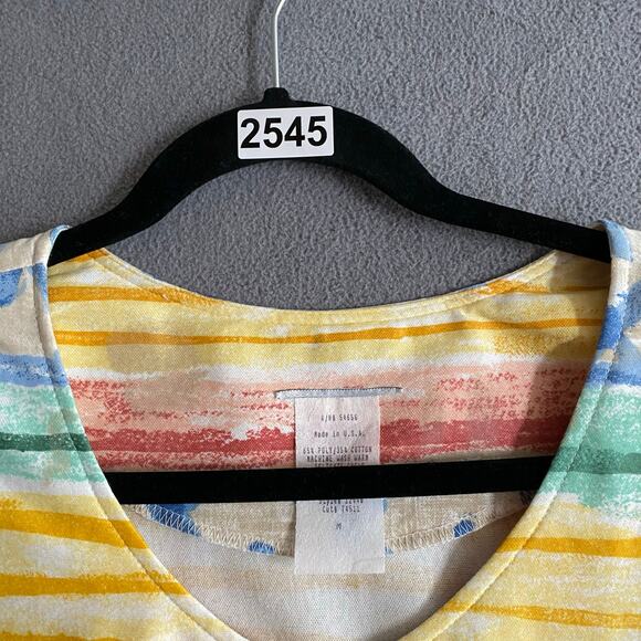 Vtg 80s 90s Two Potato Artsy A Line Midi Dress M Sheer NOS Coastal Pastel - Picture 16 of 16